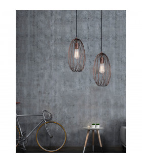 Eriberto 18cm Wire Frame Pendant Ceiling Light Rust Copper Metal LED E27-2