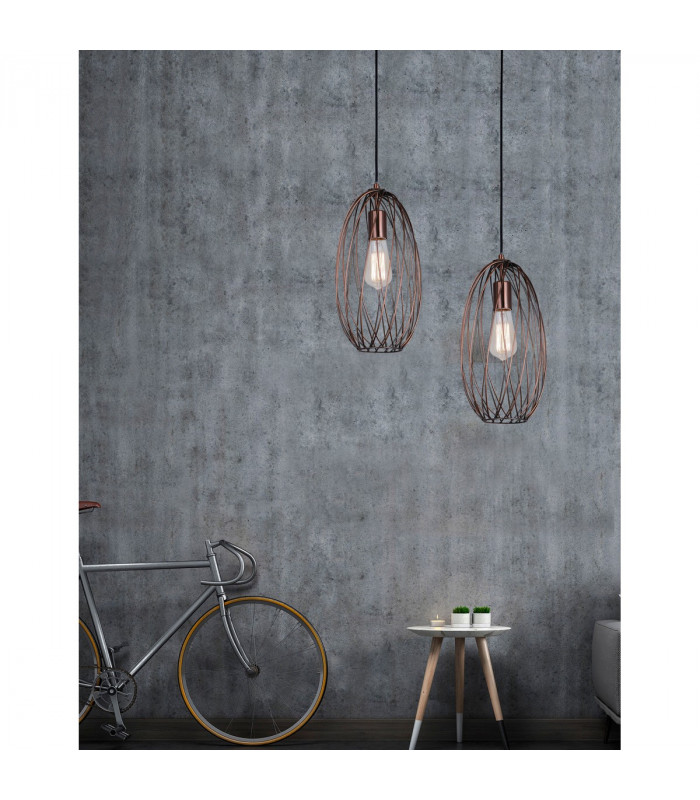 Eriberto 18cm Wire Frame Pendant Ceiling Light Rust Copper Metal LED E27-2