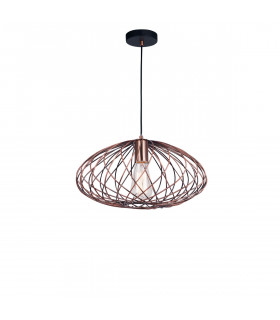 Eriberto 40cm Wire Frame Pendant Ceiling Light Rust Copper Metal LED E27-1