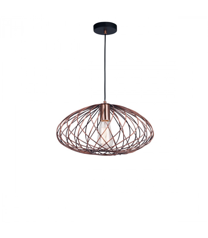 Eriberto 40cm Wire Frame Pendant Ceiling Light Rust Copper Metal LED E27-1