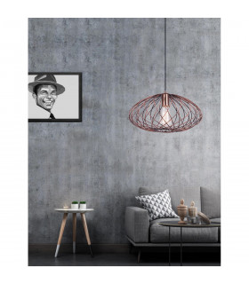 Eriberto 40cm Wire Frame Pendant Ceiling Light Rust Copper Metal LED E27-2