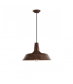 Osteria Dome Pendant Ceiling Light Rust Steel Outside Rust Inside Black Fabric Wire LED E27-1