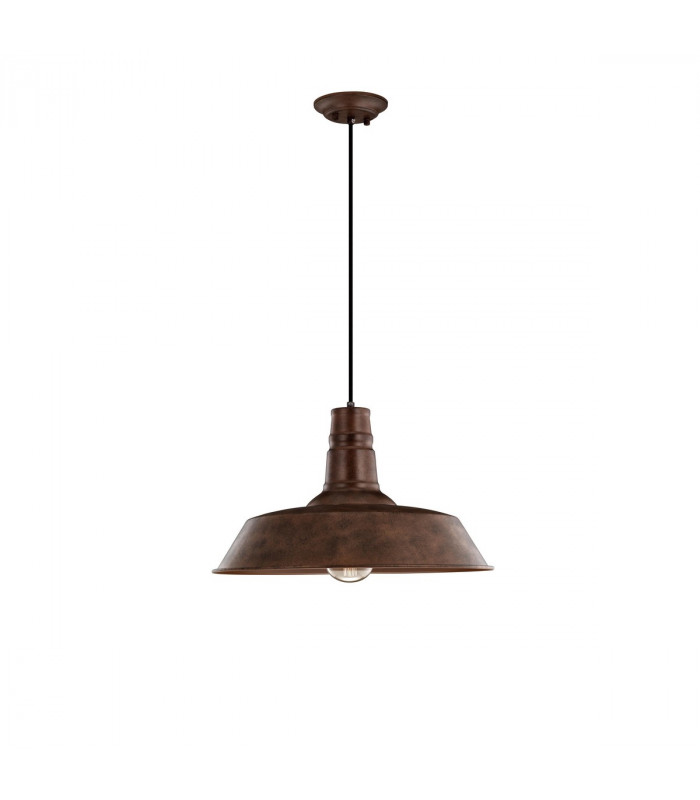 Osteria Dome Pendant Ceiling Light Rust Steel Outside Rust Inside Black Fabric Wire LED E27-1
