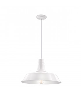 Osteria Dome Pendant Ceiling Light Shining White Steel Outside Matt White Inside LED E27-1