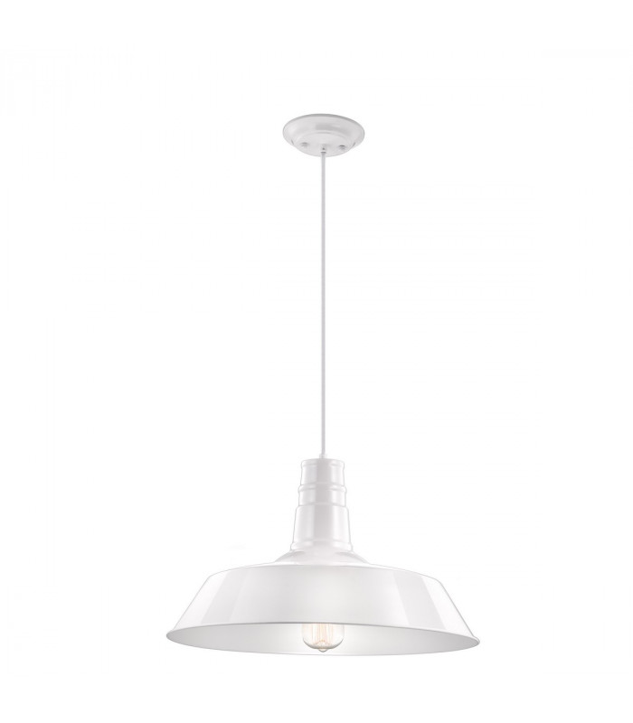 Osteria Dome Pendant Ceiling Light Shining White Steel Outside Matt White Inside LED E27-1