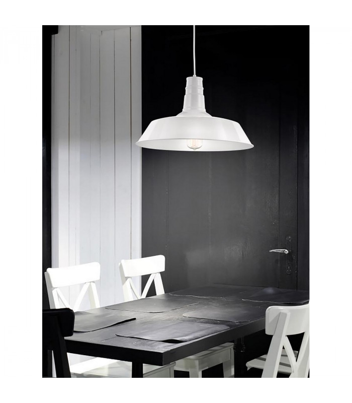 Osteria Dome Pendant Ceiling Light Shining White Steel Outside Matt White Inside LED E27-2