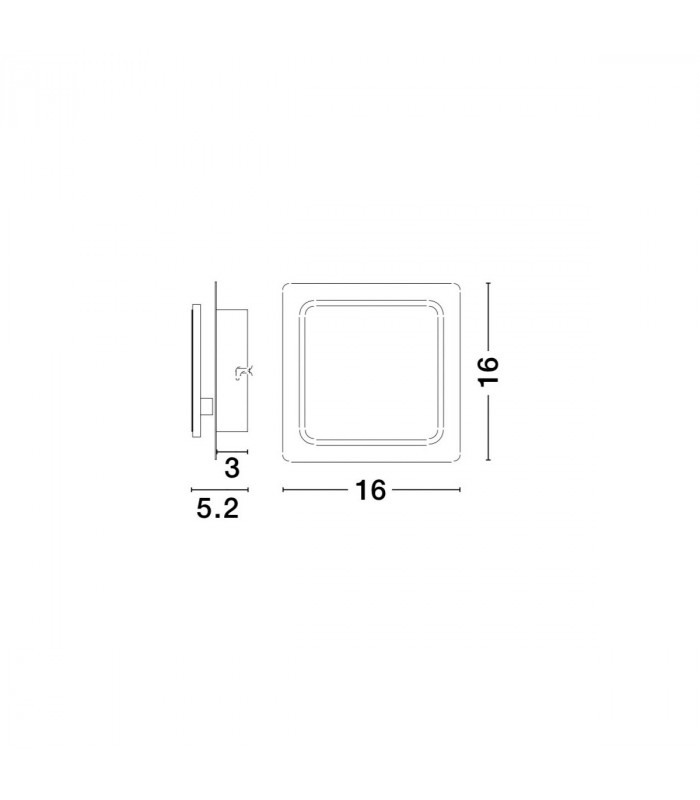 Austin Square Integrated LED Wall Lamp White Aluminium Led 6W-3