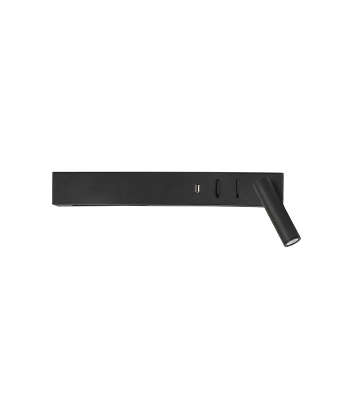 Vida Right Reading Light Sandy Black Metal Adjustable - Switched USB Charger LED 3000K Backlight 5W 350Lm Reader 1x3W 210Lm-1
