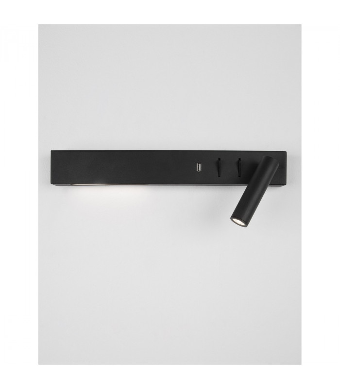 Vida Right Reading Light Sandy Black Metal Adjustable - Switched USB Charger LED 3000K Backlight 5W 350Lm Reader 1x3W 210Lm-4