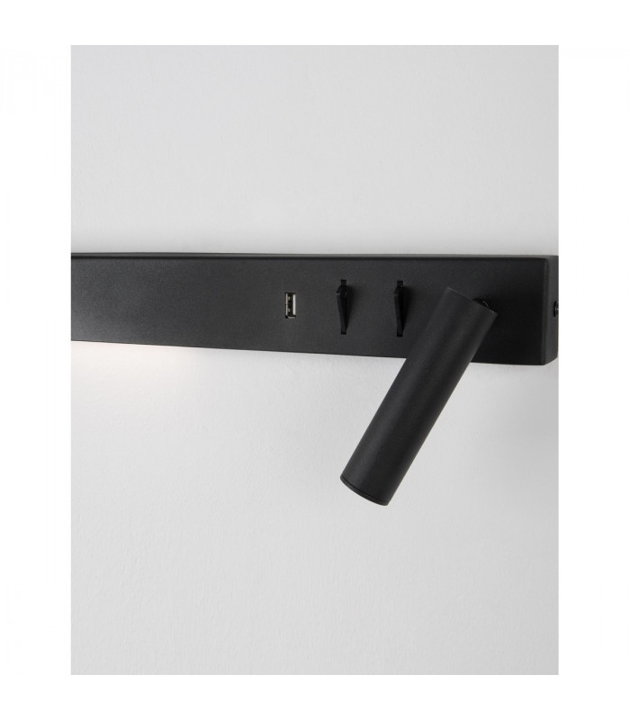 Vida Right Reading Light Sandy Black Metal Adjustable - Switched USB Charger LED 3000K Backlight 5W 350Lm Reader 1x3W 210Lm-6