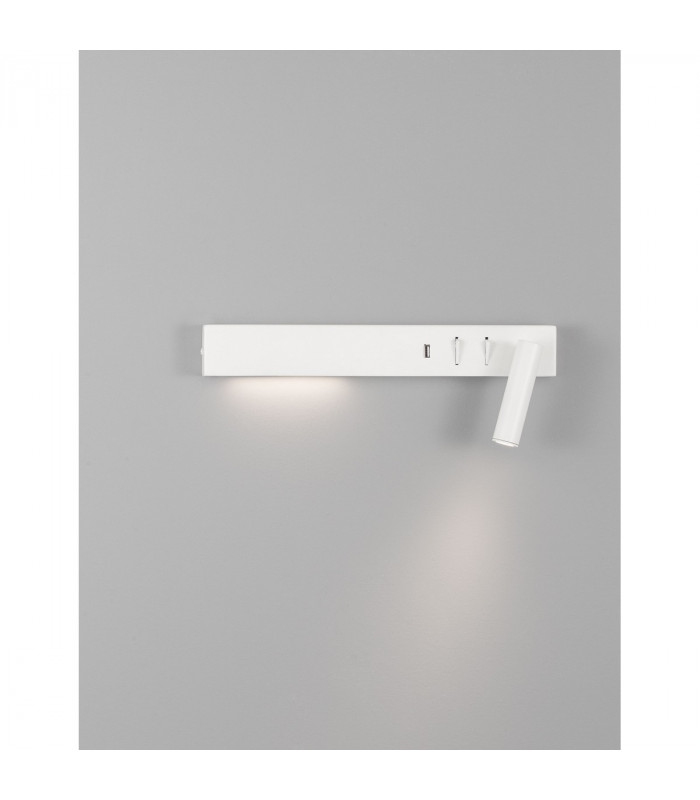 Vida Right Reading Light Sandy White Metal Adjustable - Switched USB Charger LED 3000K Backlight 5W 350Lm Reader 1x3W 210Lm-2