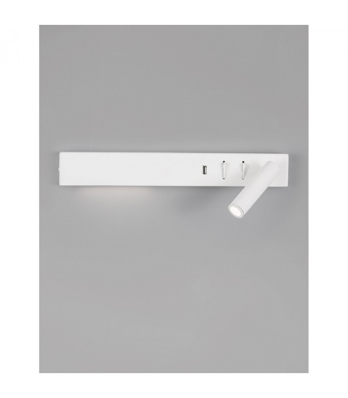 Vida Right Reading Light Sandy White Metal Adjustable - Switched USB Charger LED 3000K Backlight 5W 350Lm Reader 1x3W 210Lm-3