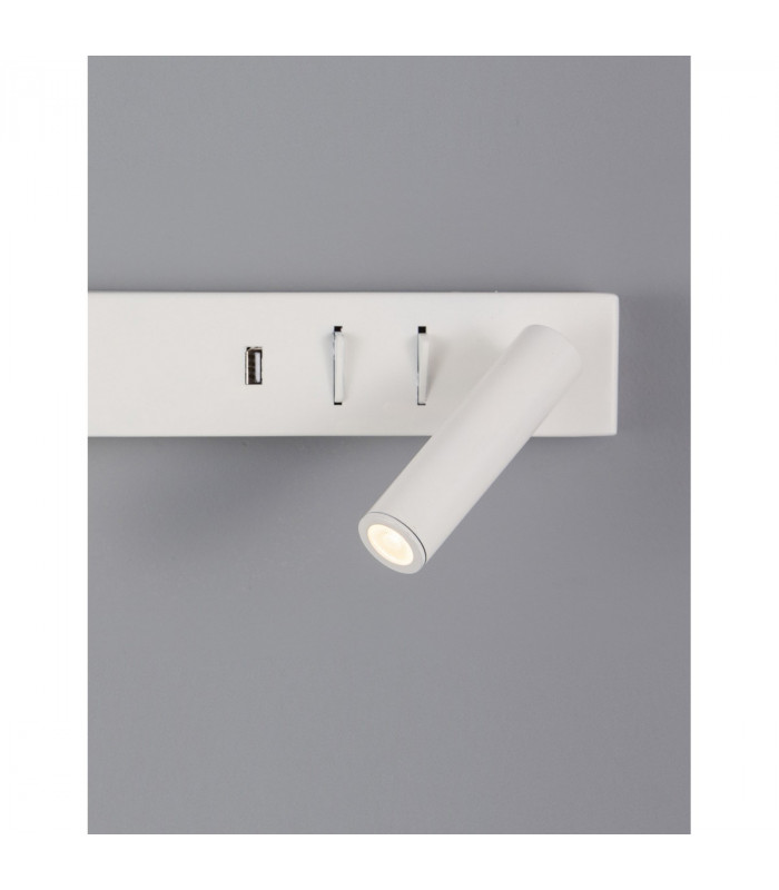 Vida Right Reading Light Sandy White Metal Adjustable - Switched USB Charger LED 3000K Backlight 5W 350Lm Reader 1x3W 210Lm-5
