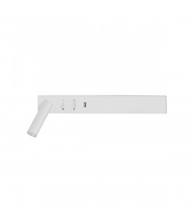 Vida Left Reading Light Sandy White Metal Adjustable - Switched USB Charger LED 3000K Backlight 5W 350Lm Reader 1x3W 210Lm-1