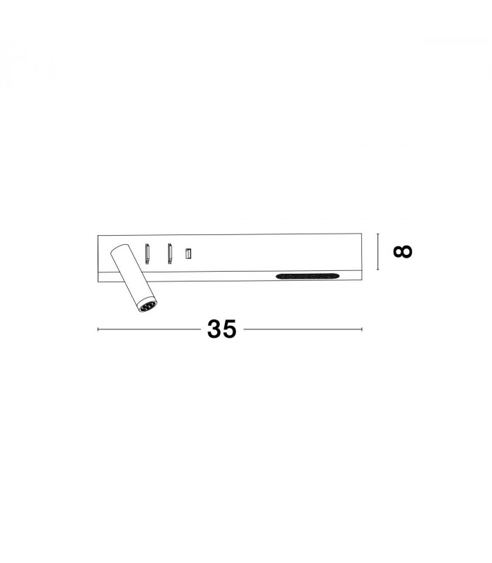 Vida Left Reading Light Sandy White Metal Adjustable - Switched USB Charger LED 3000K Backlight 5W 350Lm Reader 1x3W 210Lm-5