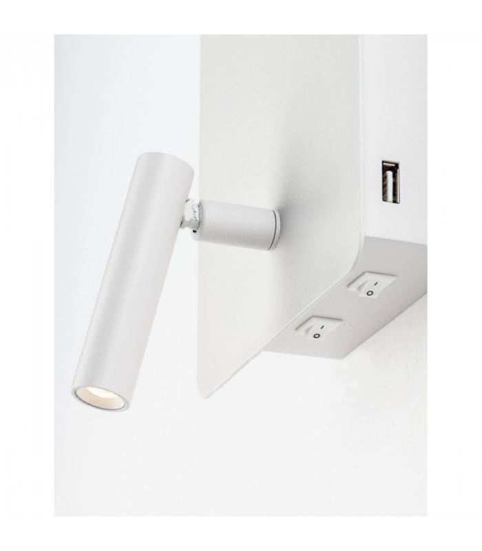 Zen Reading Light Sandy White Steel Aluminium Switched - USB Charger LED 5W + 1x3W 3000K 400Lm + 150Lm-4