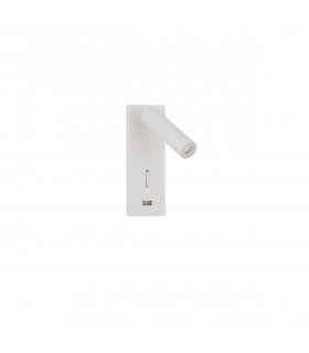 Fuse Reading Light White Aluminium Adjustable Switched - USB Charger LED 3W 210Lm 3000K-1
