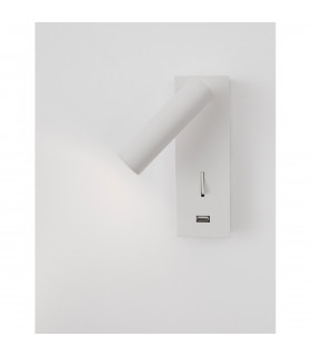 Fuse Reading Light White Aluminium Adjustable Switched - USB Charger LED 3W 210Lm 3000K-2
