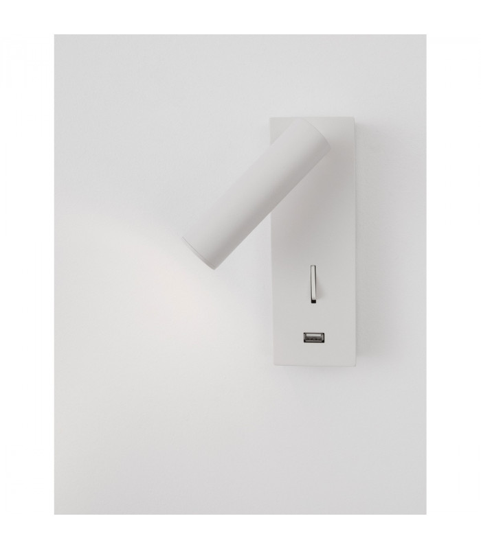 Fuse Reading Light White Aluminium Adjustable Switched - USB Charger LED 3W 210Lm 3000K-2