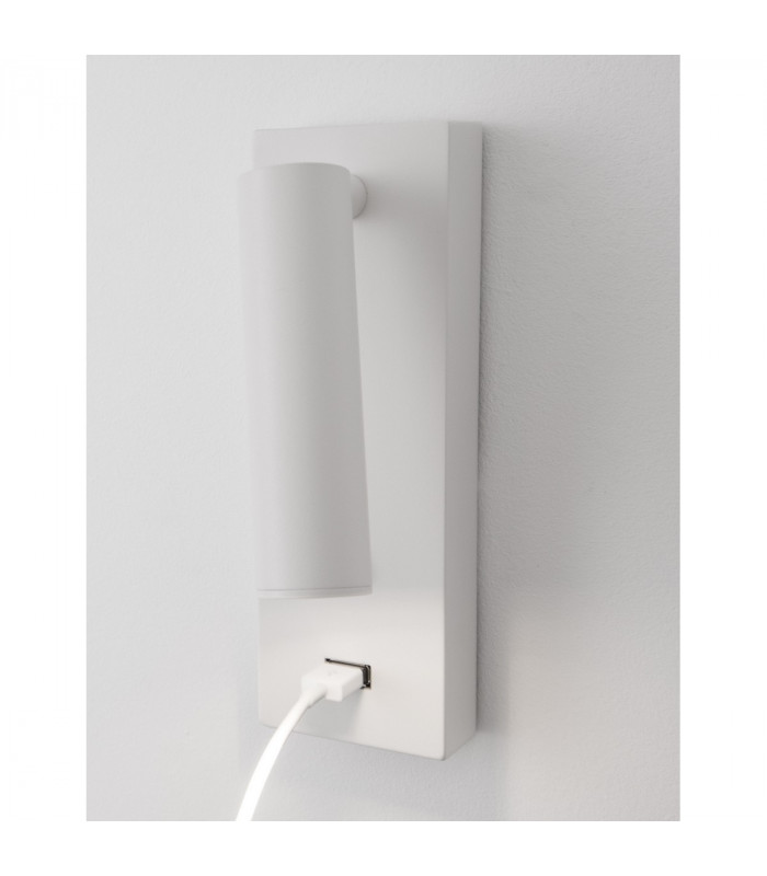 Fuse Reading Light White Aluminium Adjustable Switched - USB Charger LED 3W 210Lm 3000K-6