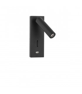 Fuse Reading Light Black Aluminium Adjustable Switched - USB Charger LED 3W 210Lm 3000K-1