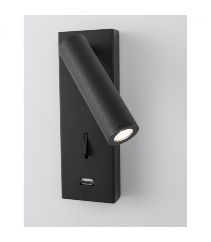 Fuse Reading Light Black Aluminium Adjustable Switched - USB Charger LED 3W 210Lm 3000K-6