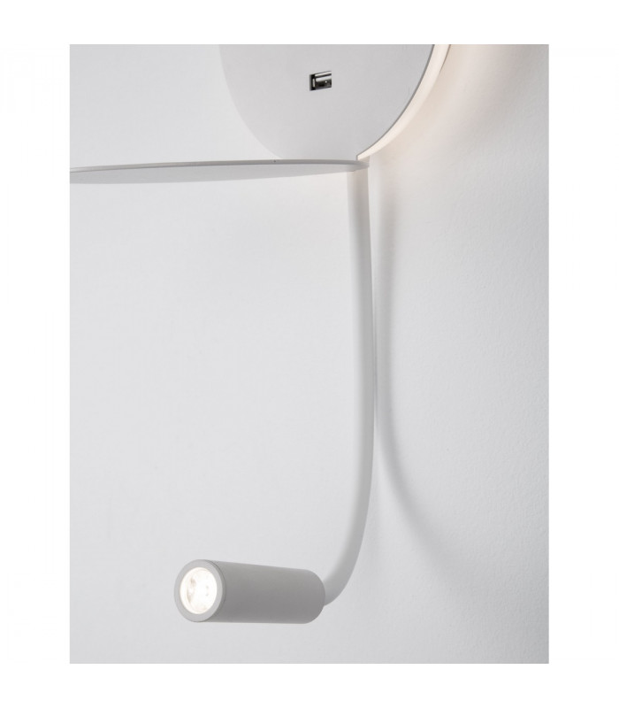 Eclip Reading Light White Aluminium Adjustable Switched USB Charger LED 3000K Backlight 6W 310Lm Reader 3W 210Lm-5