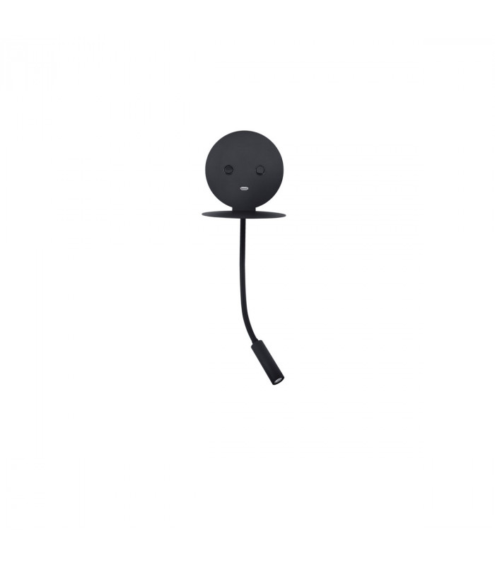 Eclip Reading Light Black Aluminium Adjustable Switched USB Charger LED 3000K Backlight 6W 310Lm Reader 3W 210Lm-1