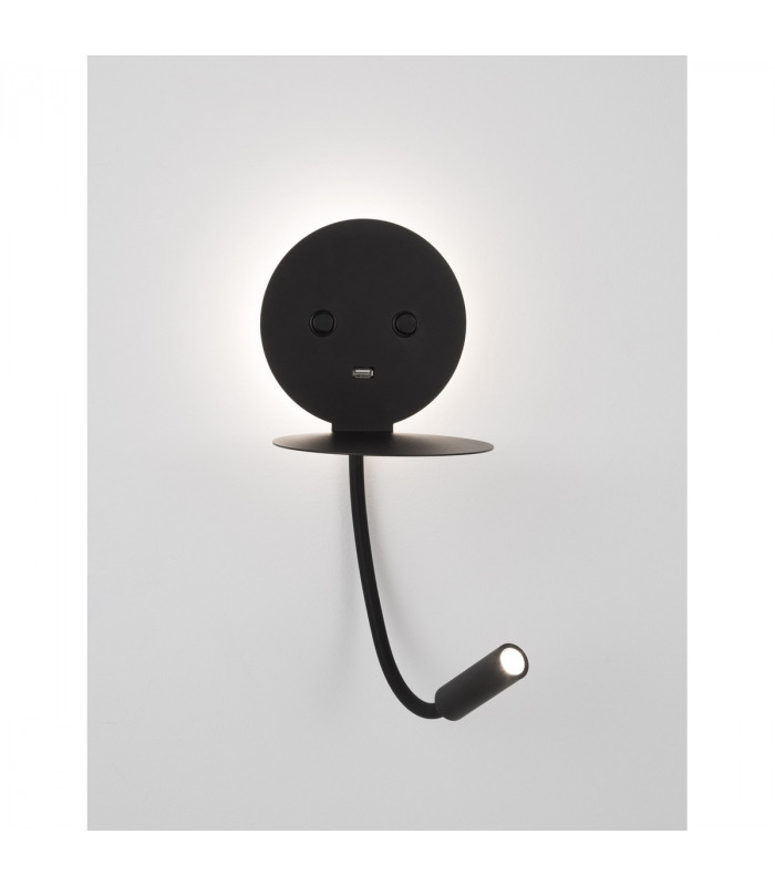 Eclip Reading Light Black Aluminium Adjustable Switched USB Charger LED 3000K Backlight 6W 310Lm Reader 3W 210Lm-4