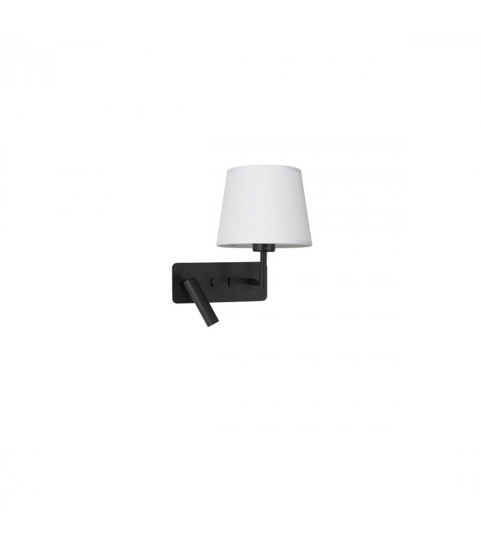 Flex Reading Light White Fabric Shade Sandy Black Aluminium Adjustable - Switched LED 3W 210Lm 3000K LED E27-1
