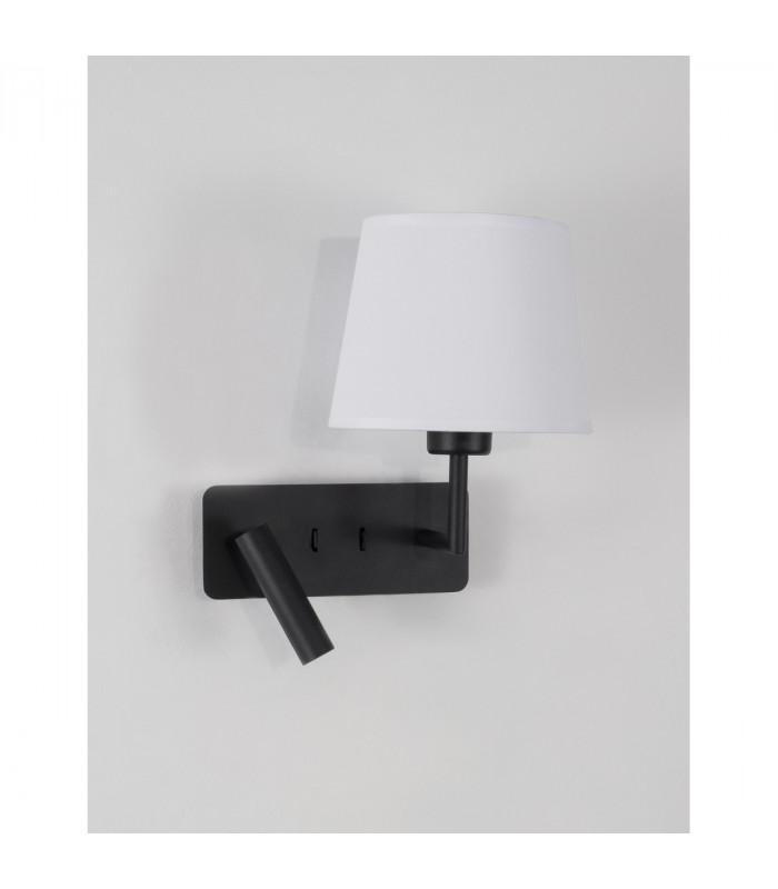 Flex Reading Light White Fabric Shade Sandy Black Aluminium Adjustable - Switched LED 3W 210Lm 3000K LED E27-3