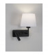 Flex Reading Light White Fabric Shade Sandy Black Aluminium Adjustable - Switched LED 3W 210Lm 3000K LED E27-4