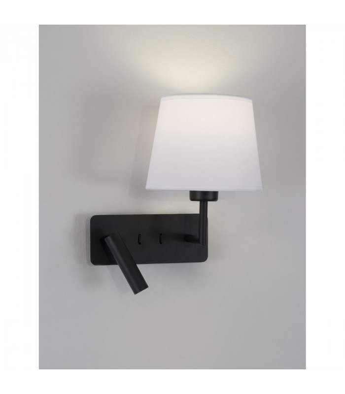 Flex Reading Light White Fabric Shade Sandy Black Aluminium Adjustable - Switched LED 3W 210Lm 3000K LED E27-4