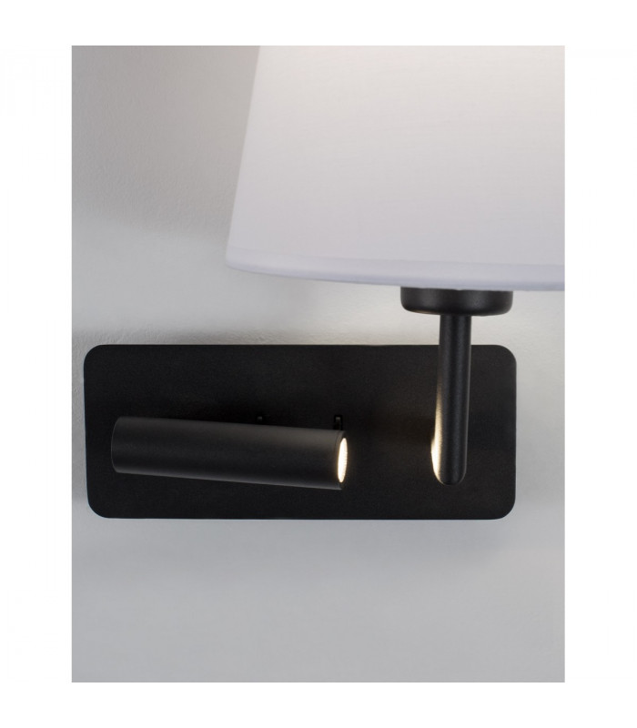 Flex Reading Light White Fabric Shade Sandy Black Aluminium Adjustable - Switched LED 3W 210Lm 3000K LED E27-7