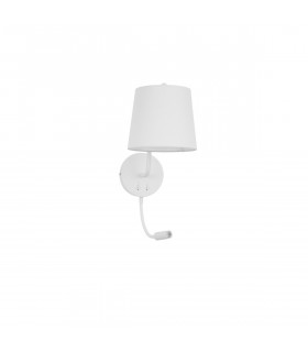 Sage Reading Light White Aluminium White Fabric Shade Switched LED E27 LED 1x3W 190Lm 220 Volt-1