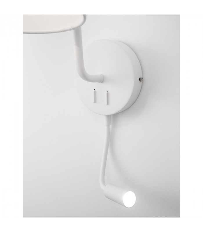 Sage Reading Light White Aluminium White Fabric Shade Switched LED E27 LED 1x3W 190Lm 220 Volt-6