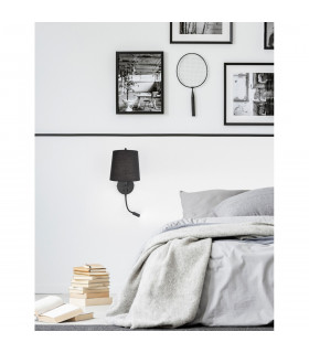 Sage Reading Light Black Aluminium Black Fabric Shade Switched LED E27 LED 1x3W 190Lm 220 Volt-2