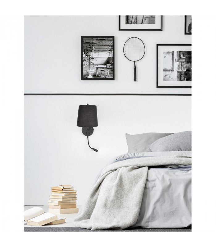 Sage Reading Light Black Aluminium Black Fabric Shade Switched LED E27 LED 1x3W 190Lm 220 Volt-2