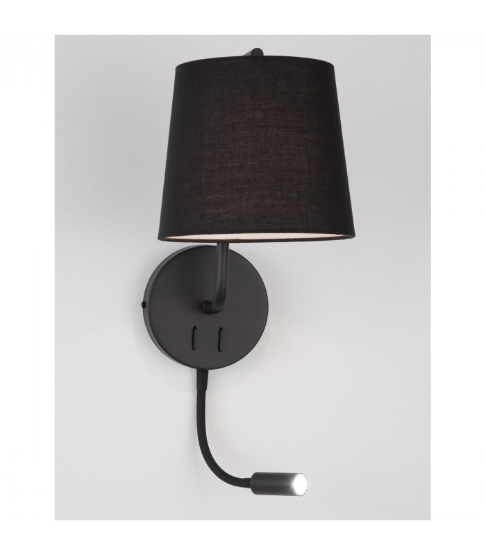 Sage Reading Light Black Aluminium Black Fabric Shade Switched LED E27 LED 1x3W 190Lm 220 Volt-3