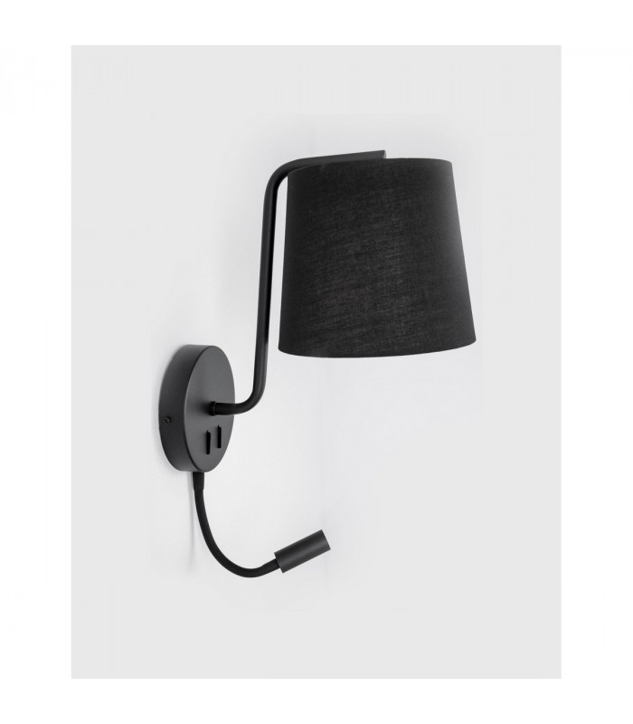 Sage Reading Light Black Aluminium Black Fabric Shade Switched LED E27 LED 1x3W 190Lm 220 Volt-5