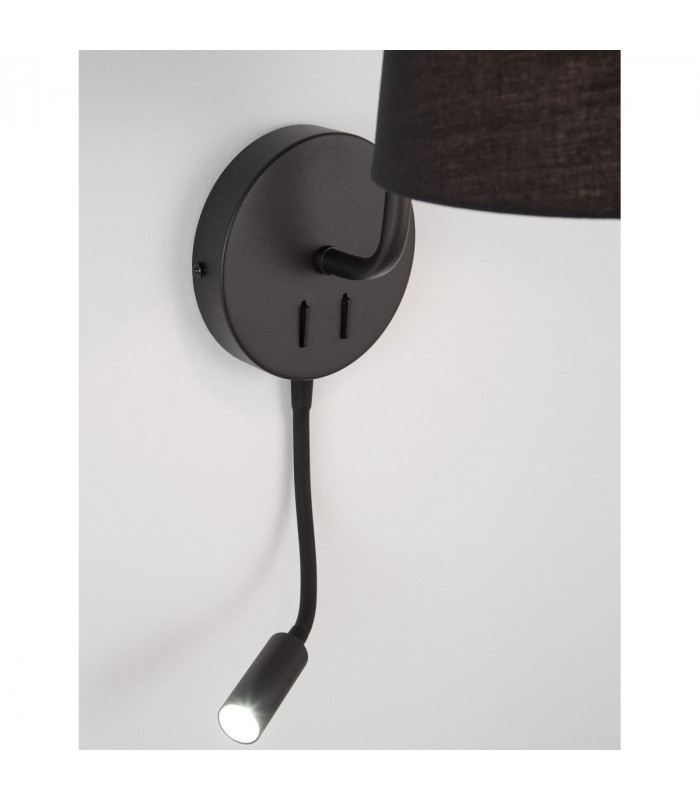Sage Reading Light Black Aluminium Black Fabric Shade Switched LED E27 LED 1x3W 190Lm 220 Volt-6