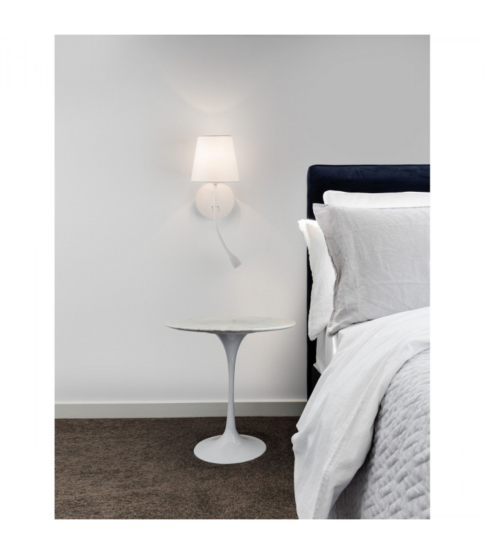 Nia Reading Light White Metal White Fabric Shade Switched LED 3W 3000K 180Lm LED E14-2