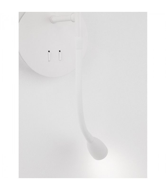 Nia Reading Light White Metal White Fabric Shade Switched LED 3W 3000K 180Lm LED E14-5