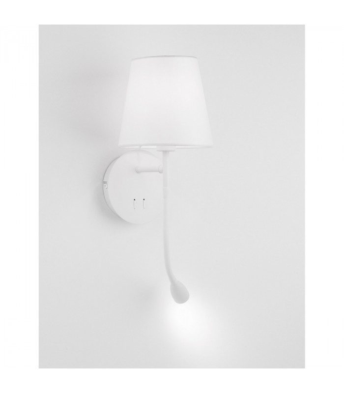 Nia Reading Light White Metal White Fabric Shade Switched LED 3W 3000K 180Lm LED E14-6