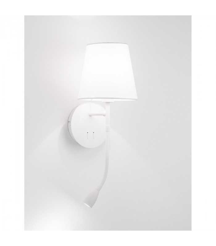 Nia Reading Light White Metal White Fabric Shade Switched LED 3W 3000K 180Lm LED E14-7