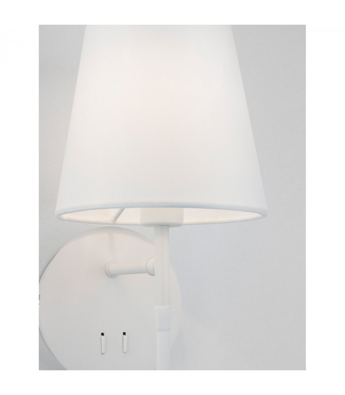 Nia Reading Light White Metal White Fabric Shade Switched LED 3W 3000K 180Lm LED E14-8
