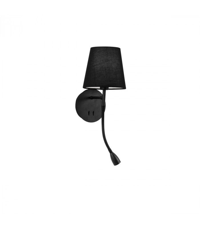 Nia Reading Light Black Metal Black Fabric Shade Switched LED 3W 3000K 180Lm LED E14-1