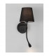 Nia Reading Light Black Metal Black Fabric Shade Switched LED 3W 3000K 180Lm LED E14-2
