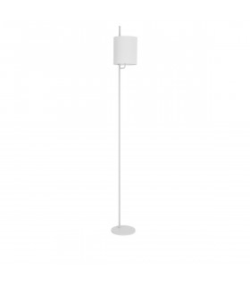 Yama Floor Lamp with Shade White Fabric Shade White Aluminium Switched LED E27-1