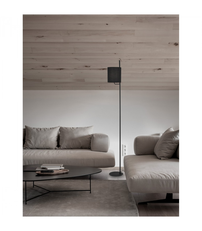 Yama Floor Lamp with Shade Black Fabric Shade Black Aluminium Switched LED E27-2